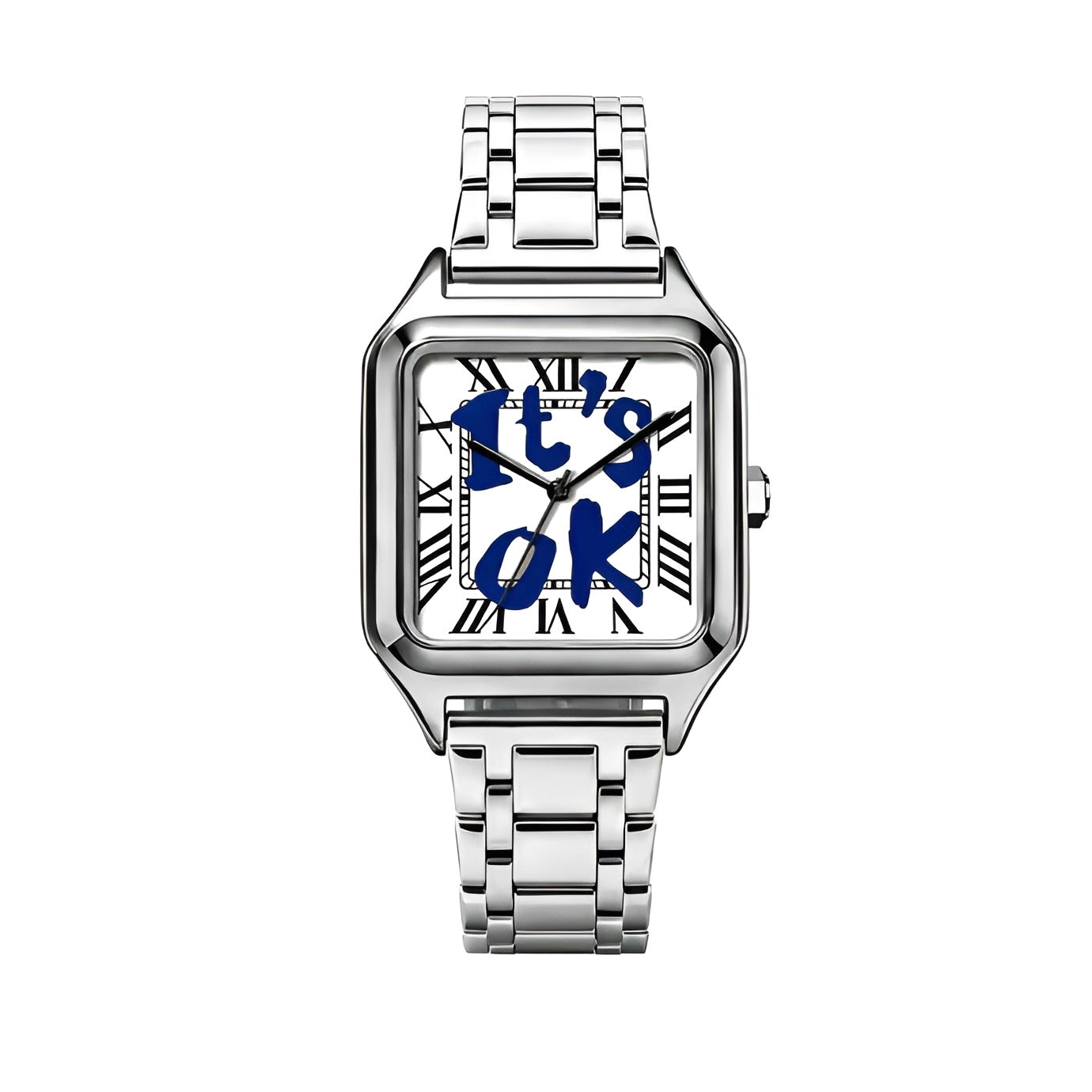 New TIME IS MONEY Quartz Watch Men'S Fashion Stainless Steel Alloy Square Dial Watch Waterproof High End Business Quartz Watch
