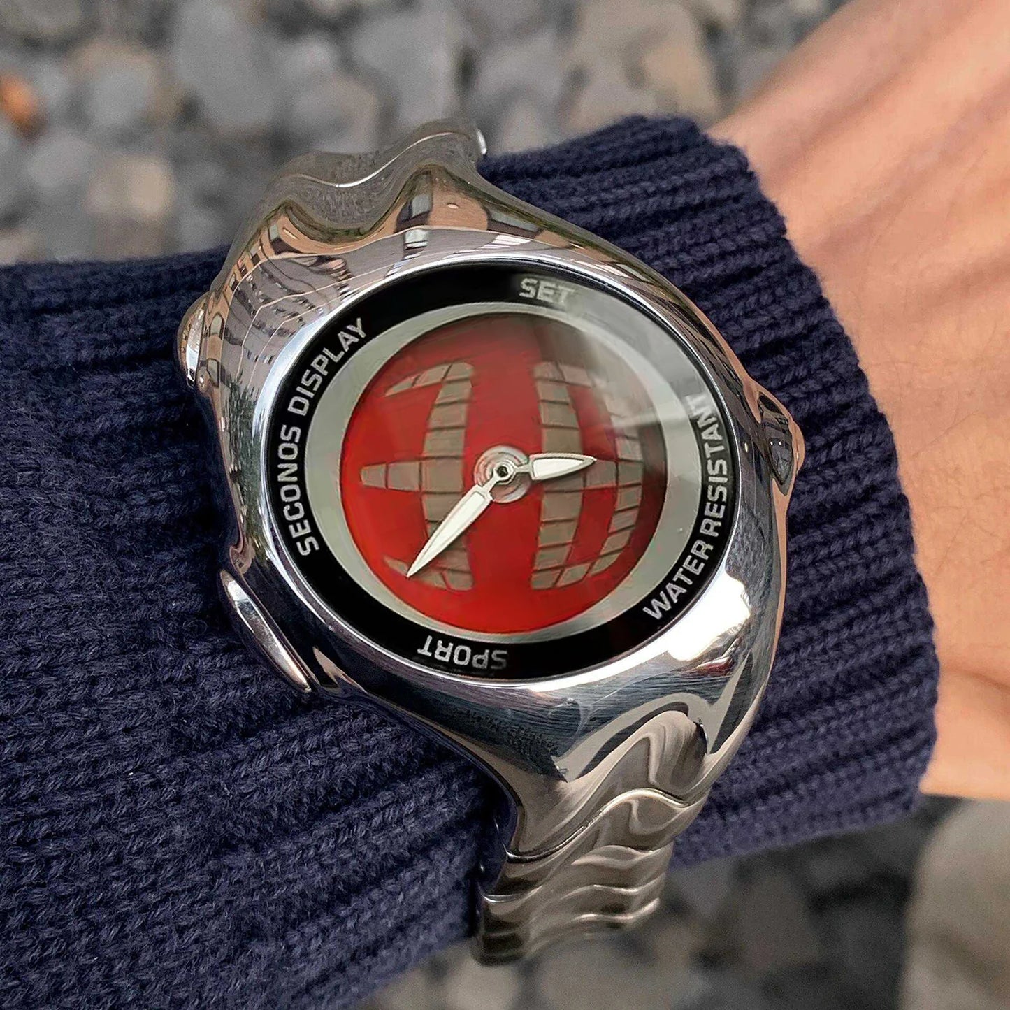 Y2K Digital Men'S Watch Twisted Technology Dual-Display Vintage-Futuristic Style Timepiece Unique Metal Men'S Quartz Wristwatch